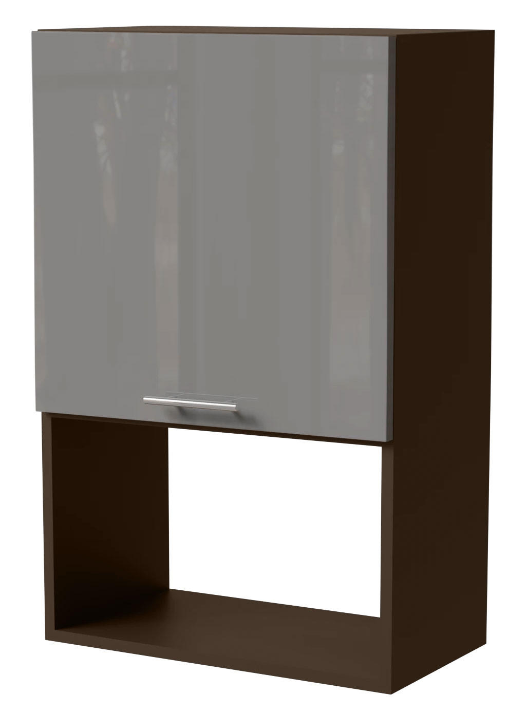 MIKROWELLENUMBAUSCHRANK Essen W4MK/60 Grau Hochglanz / Lava Matt 60 / 32,5 / 96cm - Dunkelgrau/Grau, Holz/Holzwerkstoff (60/96/32.5cm) - Feldmann-Wohnen