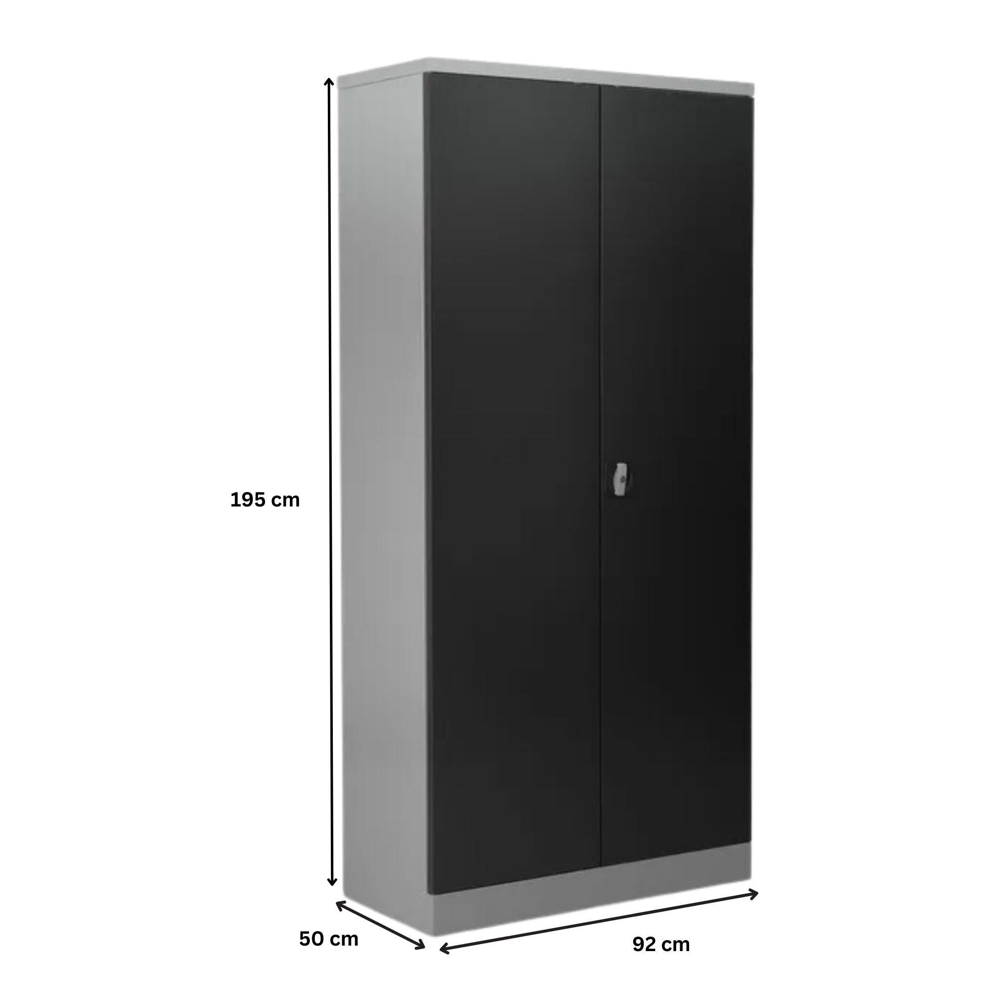 STAHLSCHRANK Bee mit 8 lackierten Fachböden 195x92x50 cm Korpusfarbe Lichtgrau Frontfarbe Anthrazit - Anthrazit, Metall (92/195/50cm)
