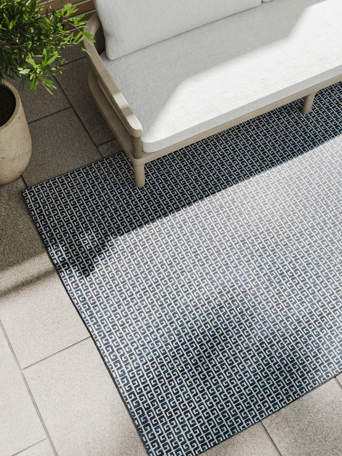 OUTDOORTEPPICH Lou Blau 80x150 cm - Blau, Kunststoff (80/150cm) - benuta