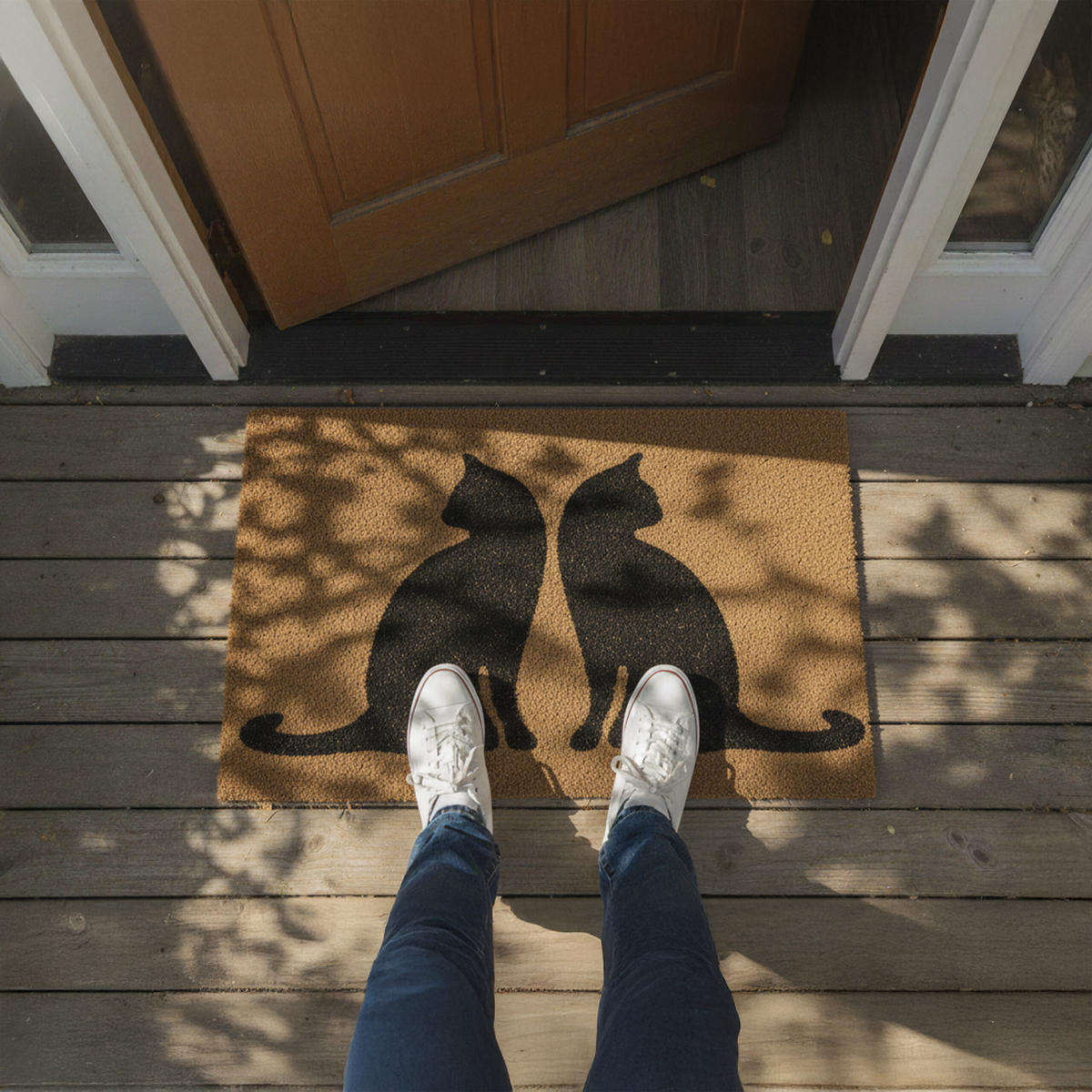 FUSSMATTE - Hellbraun, Kunststoff/Textil (80/50cm) - Relaxdays