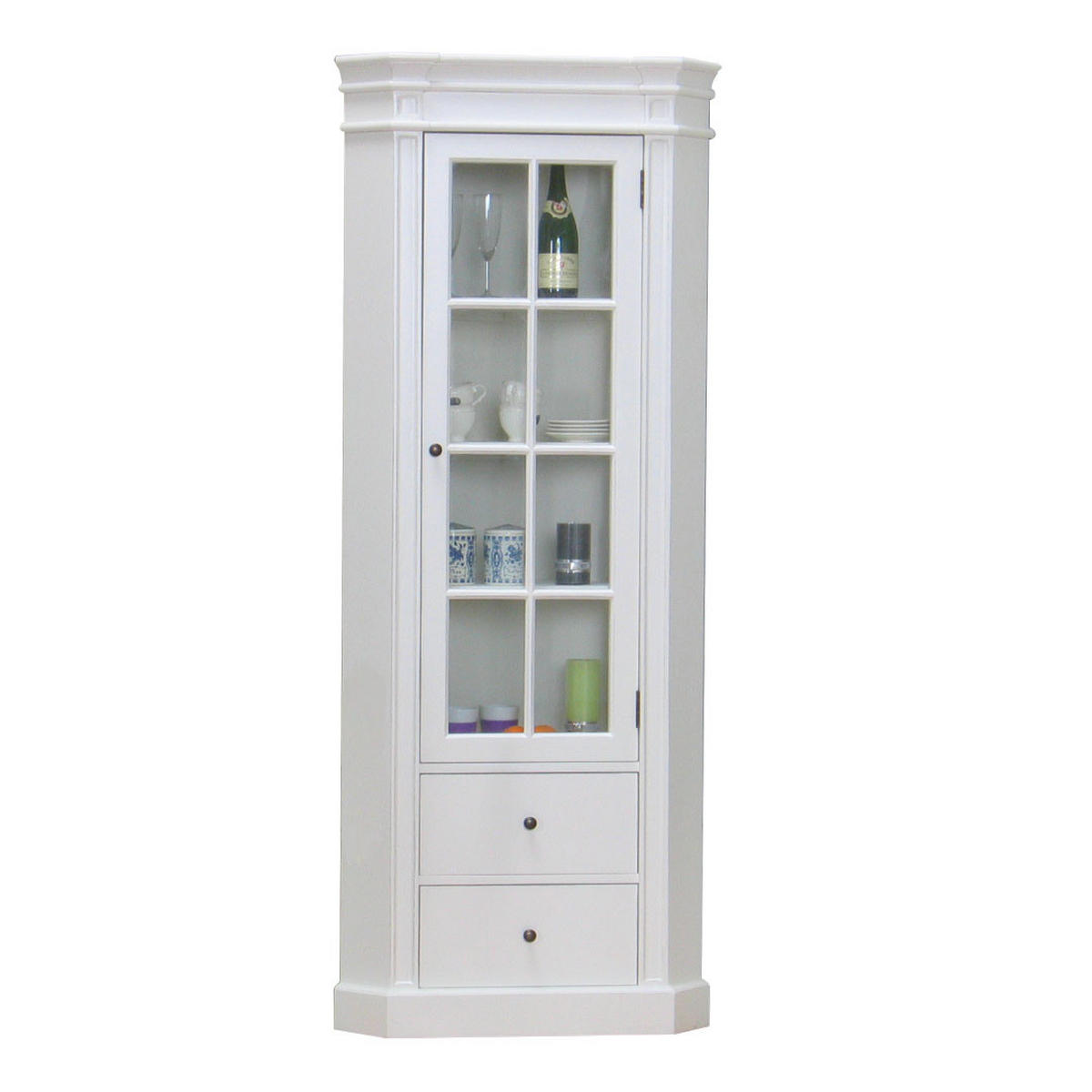ECKVITRINE Weiß - Weiß, Holzwerkstoff (57/200/55cm) - ebuy24