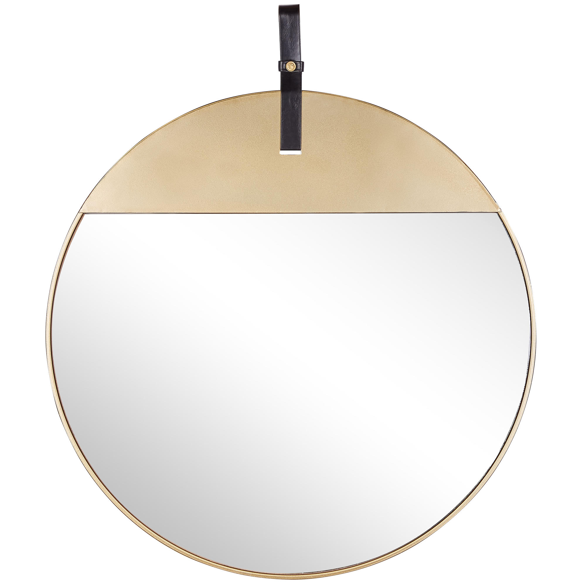 WANDSPIEGEL gold mit Aufhängeband 60 cm Gurs - Goldfarben/Braun, Metall (60/70/2cm) - Beliani
