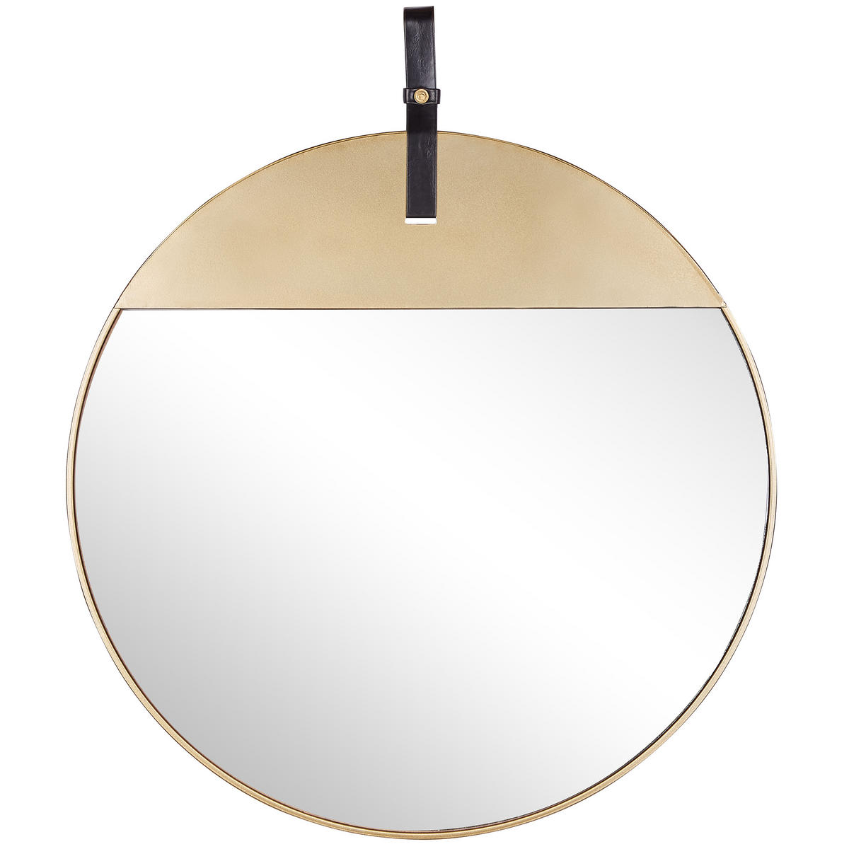 WANDSPIEGEL gold mit Aufhängeband 60 cm Gurs - Goldfarben/Braun, Metall (60/70/2cm) - Beliani