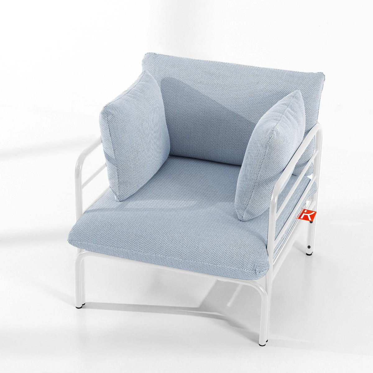 GARTENMÖBELSET RAMBE 4-tlg. 1x Tisch 2x Sessel 1x Sofa 2-Sitzer, mit Kissen, LOFT-STIL, Weiß - Weiß/Hellblau, Glas/Textil - KONSIMO®