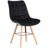 STUHL Samt schwarz - Eukalyptusholzfarben/Schwarz, Holz/Textil (46/82/60cm) - CLP
