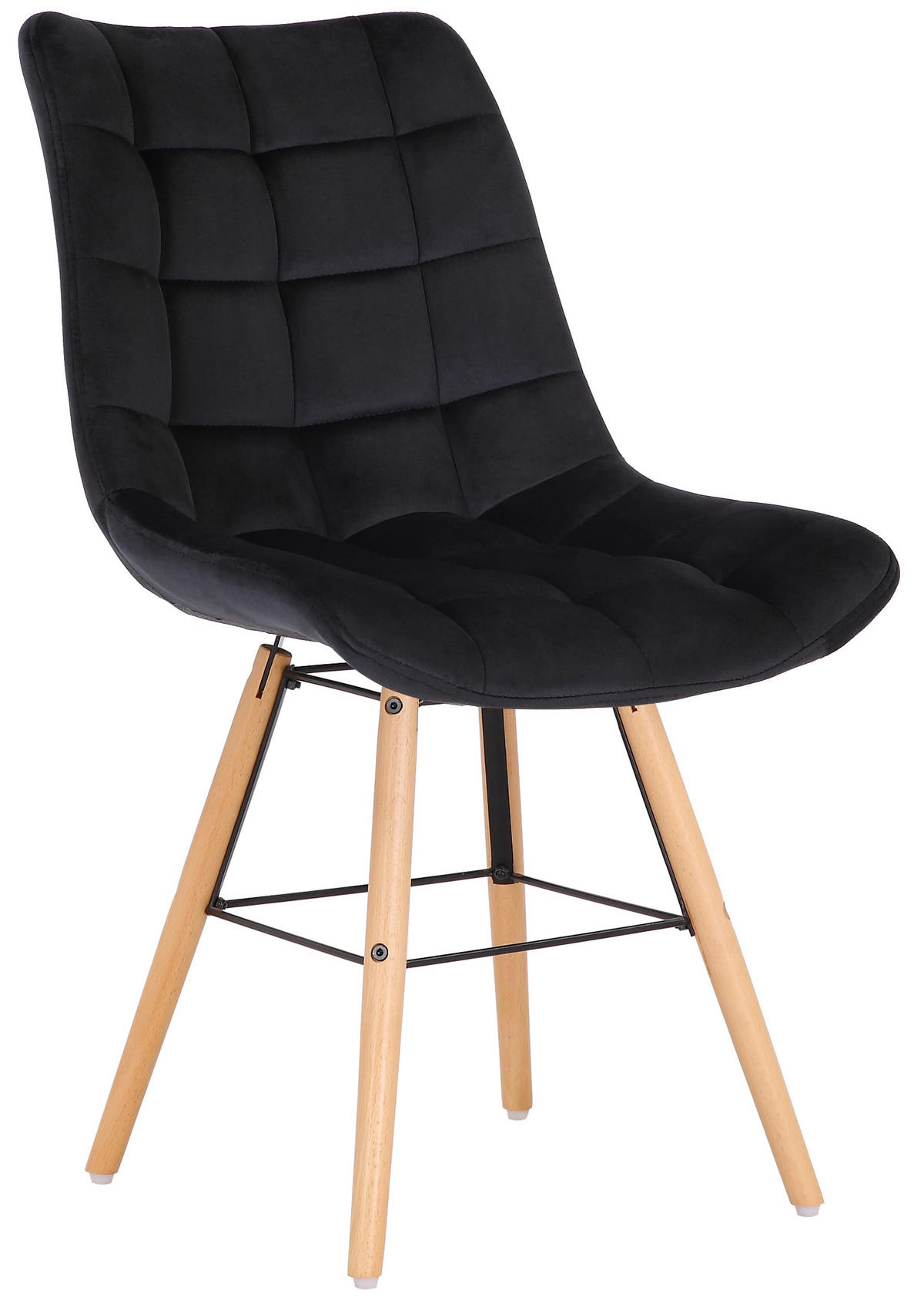 STUHL 2er Set Samt schwarz - Eukalyptusholzfarben/Schwarz, Holz/Textil (46/82/60cm) - CLP