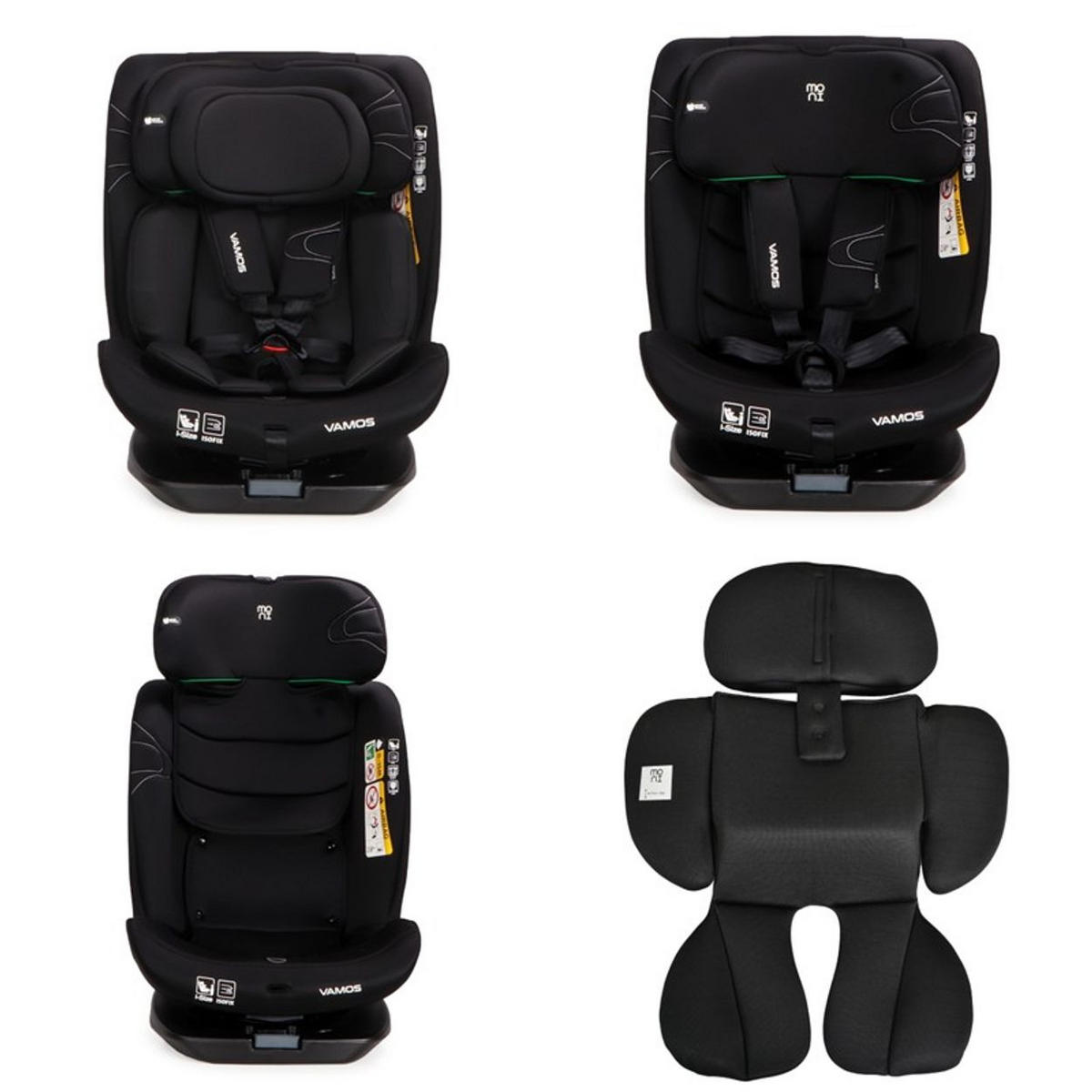 KINDERSITZ Vamos i-Size schwarz (40-150cm) Gruppe 0/1/2/3 Isofix Top Tether Gurt - Schwarz, Kunststoff (45/69/56cm) - Moni
