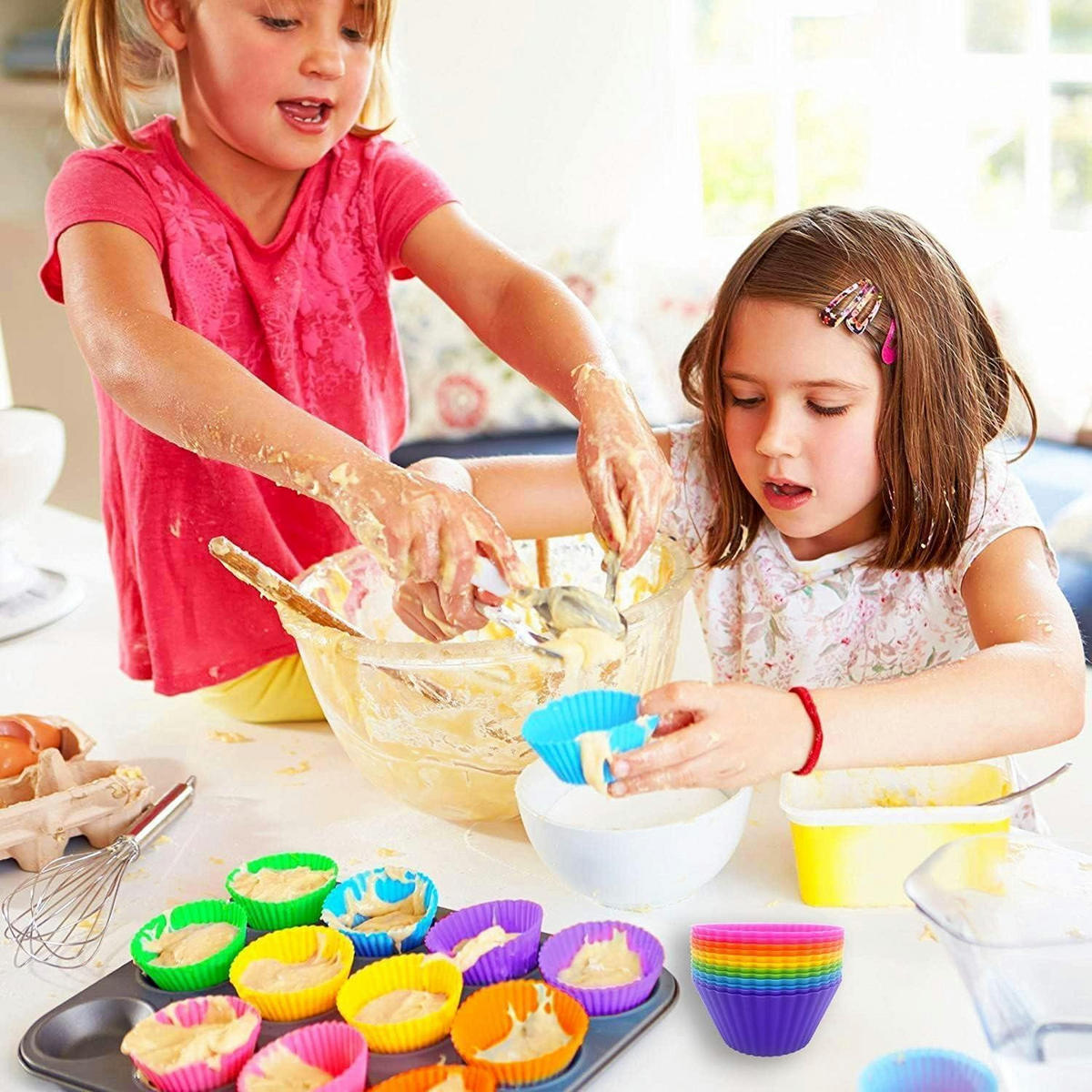 MUFFINFORMEN Silikon 12 Stück Set - Violett, Kunststoff (4.5/3.5/7cm)