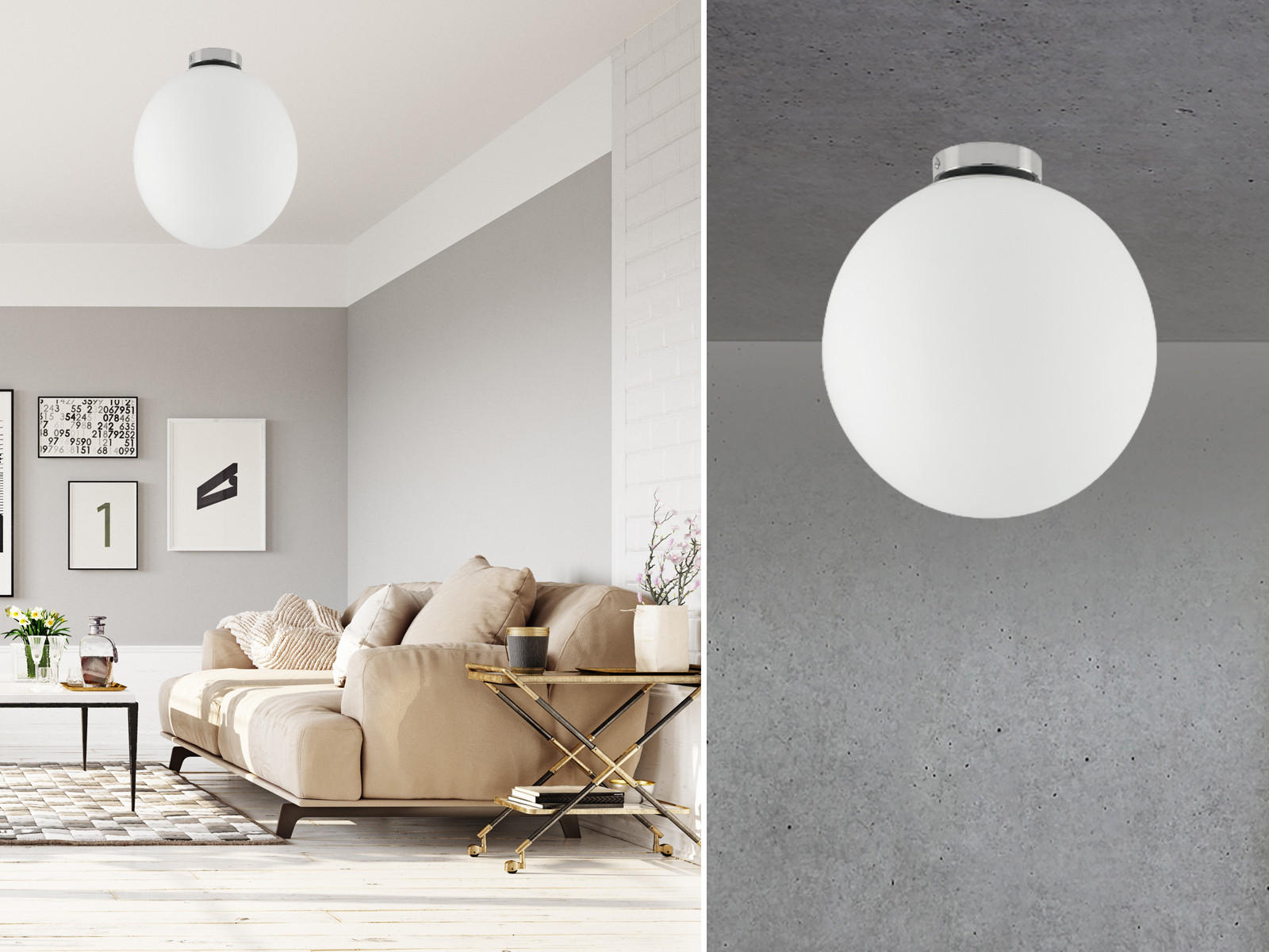 Thumbnail - meineWunschleuchte Led-Deckenleuchte, Silber, Weiß, Glas, Metall, Rund,Rund, 15x17x15 cm, Lampen & Leuchten, Innenbeleuc...