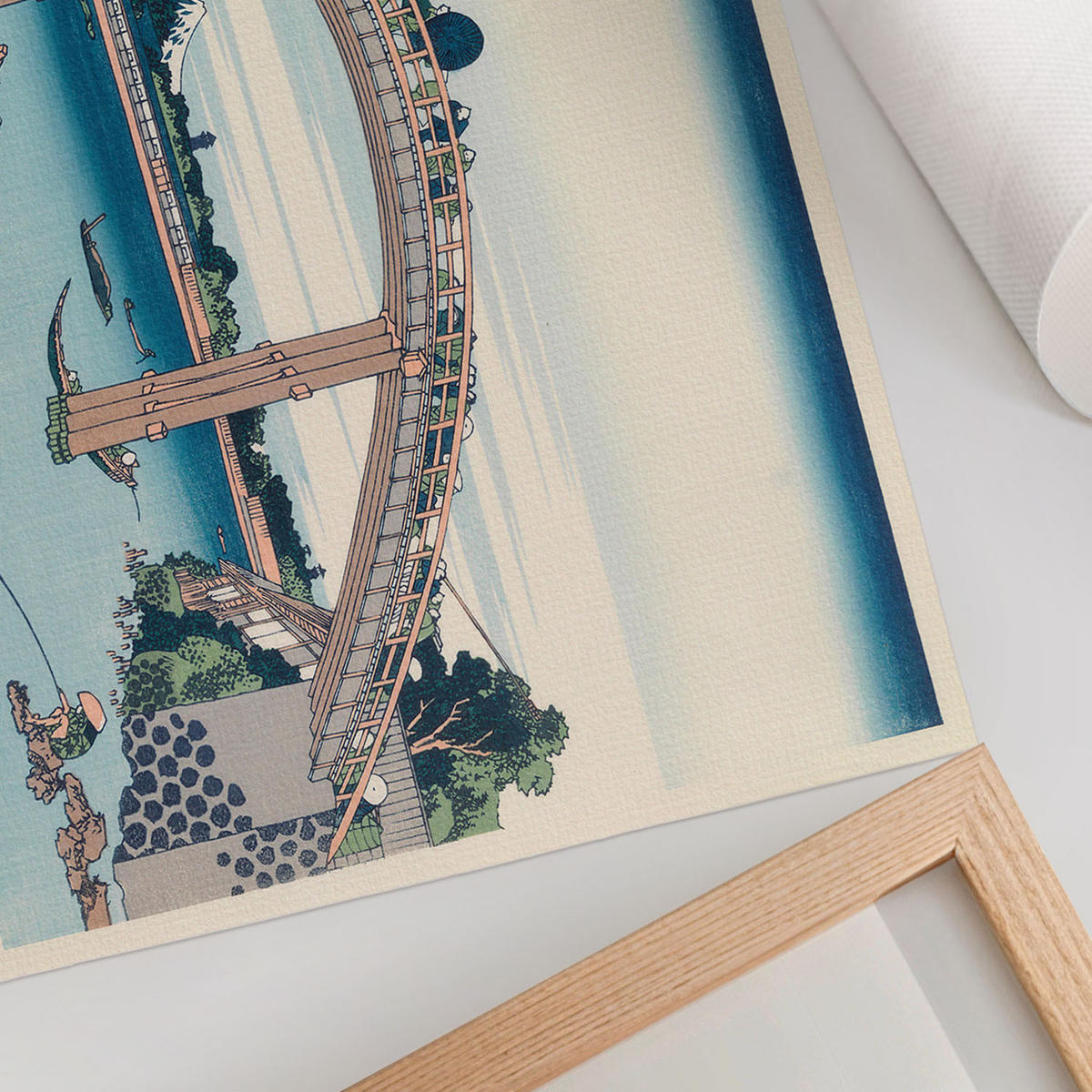 POSTER - 29x21 cm (A4) - Hokusai - Blick von unter der Brücke - Blau, Textil (29.7/21/0.1cm) - TULUP