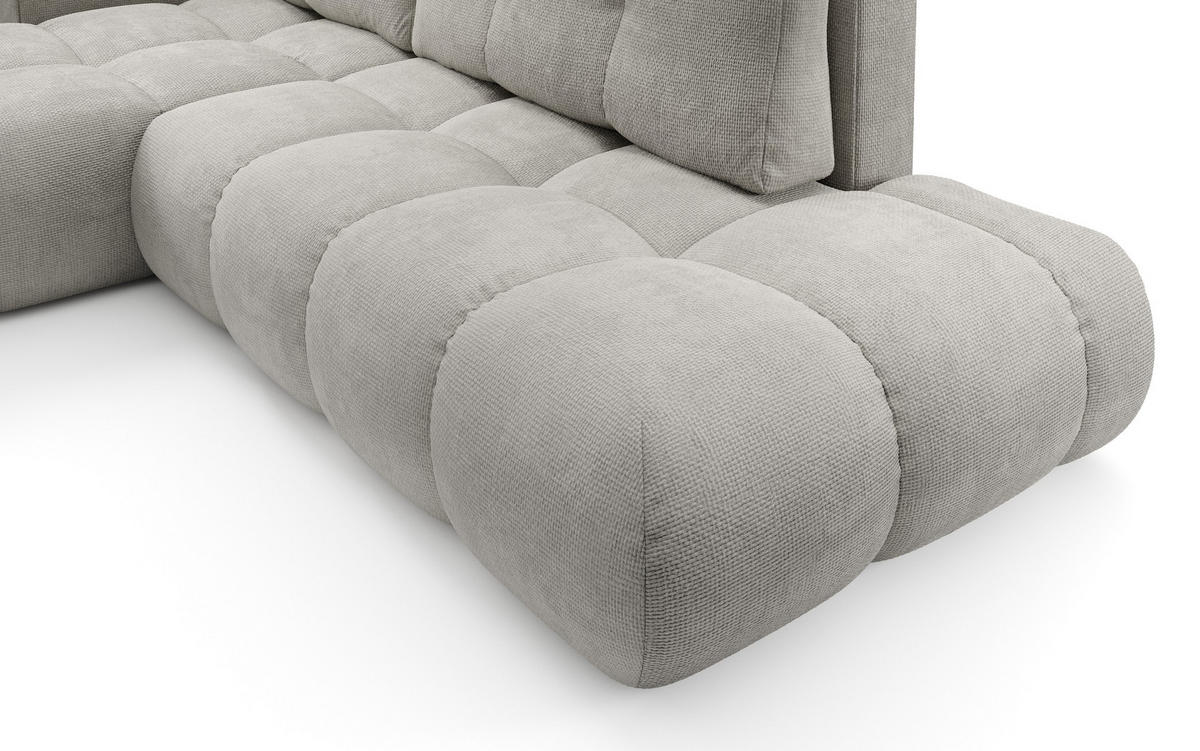 ECKSOFA DUCA L-S Hellgrau Chenille mit Schlaffunktion - Hellgrau, Holz (266.5/266.5cm) - MASSENO