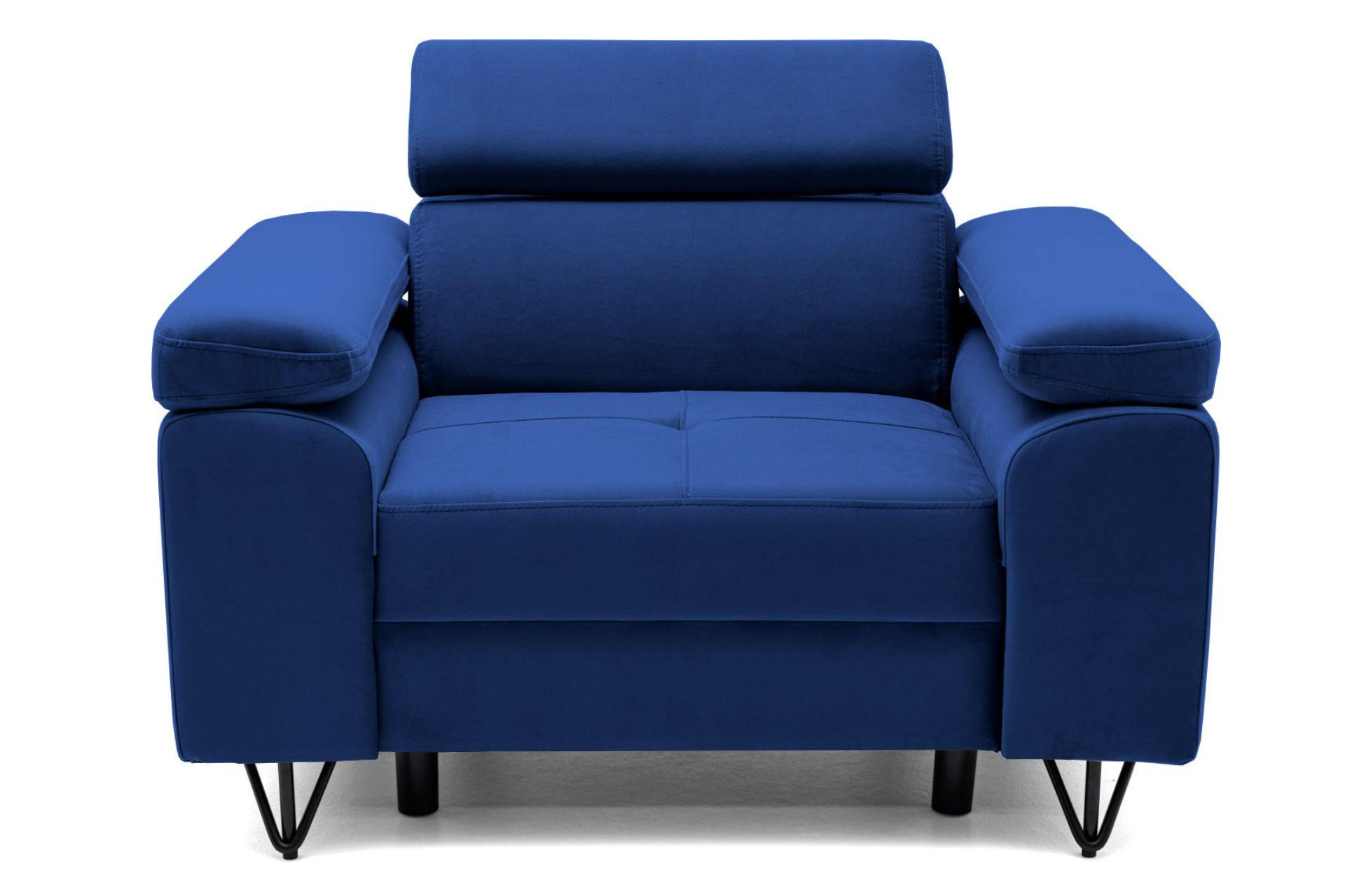 SESSEL JUNIOR mit verstellbare Kopfstütze Velours Blau - Blau/Schwarz, Holz/Textil (116/90/92cm) - Muffo