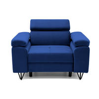 SESSEL JUNIOR mit verstellbare Kopfstütze Velours Blau - Blau/Schwarz, Holz/Textil (116/90/92cm) - Muffo
