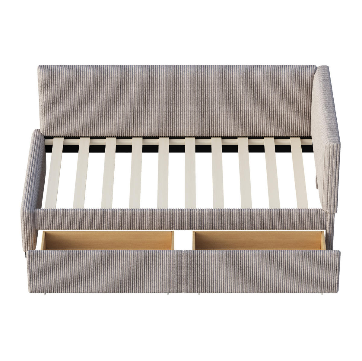 POLSTERBETT 90/200 cm Grau aus Stoff mit 2 Stauraumschubladen - Grau, Leder (90/200cm) - OKMYHOME