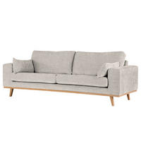 2-SITZER SOFA - Buchefarben/Grau, Buchenholz/Textil (197/81/88cm) - home24