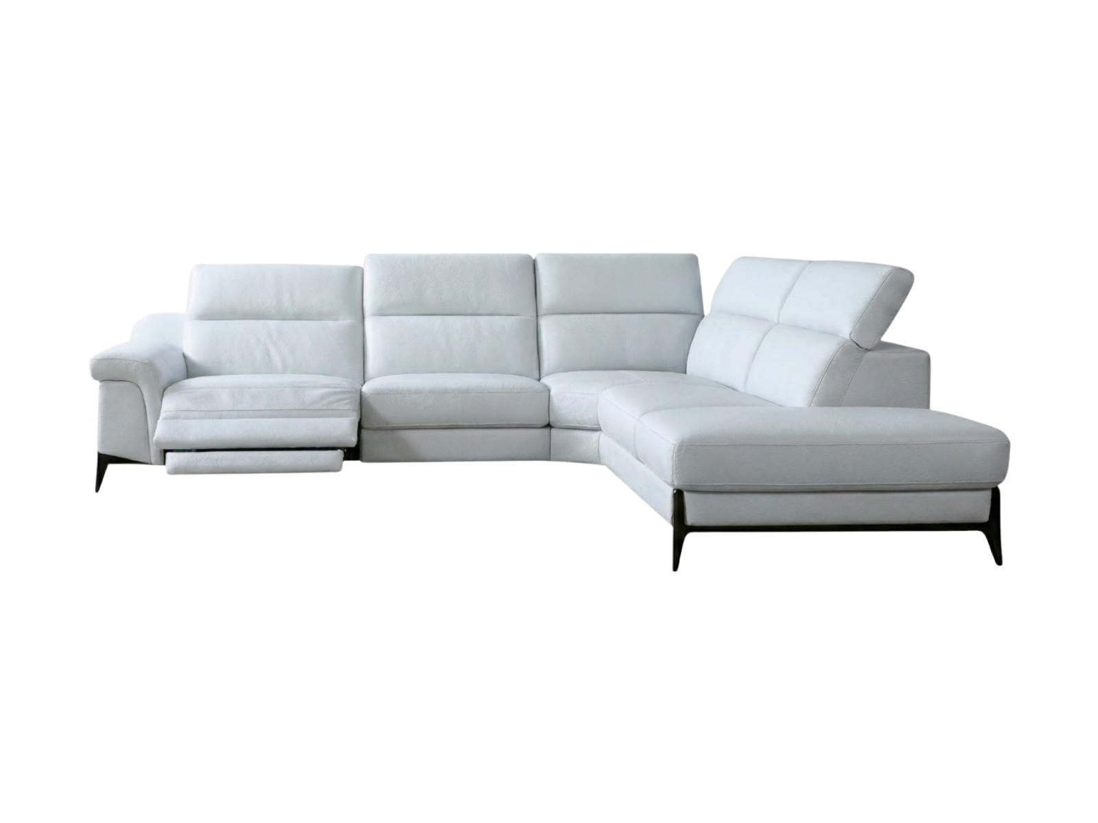 ECKSOFA Texas Echtleder mit 1 x Relaxfunktion Weiß - Weiß, Leder/Metall (238/274cm)