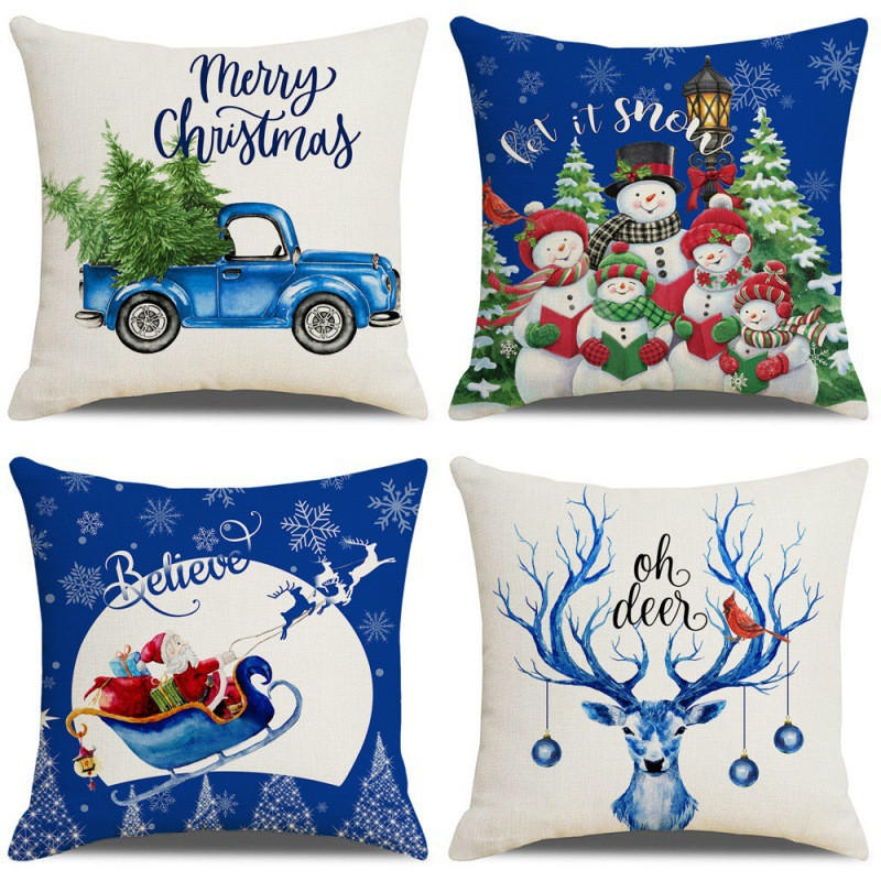KISSENBEZUG – Weihnachtskissenbezug (Kissenfüllung nicht enthalten) – 45 x 45 cm – Multicolor(vier Stück) - Multicolor, Textil (45/45cm)