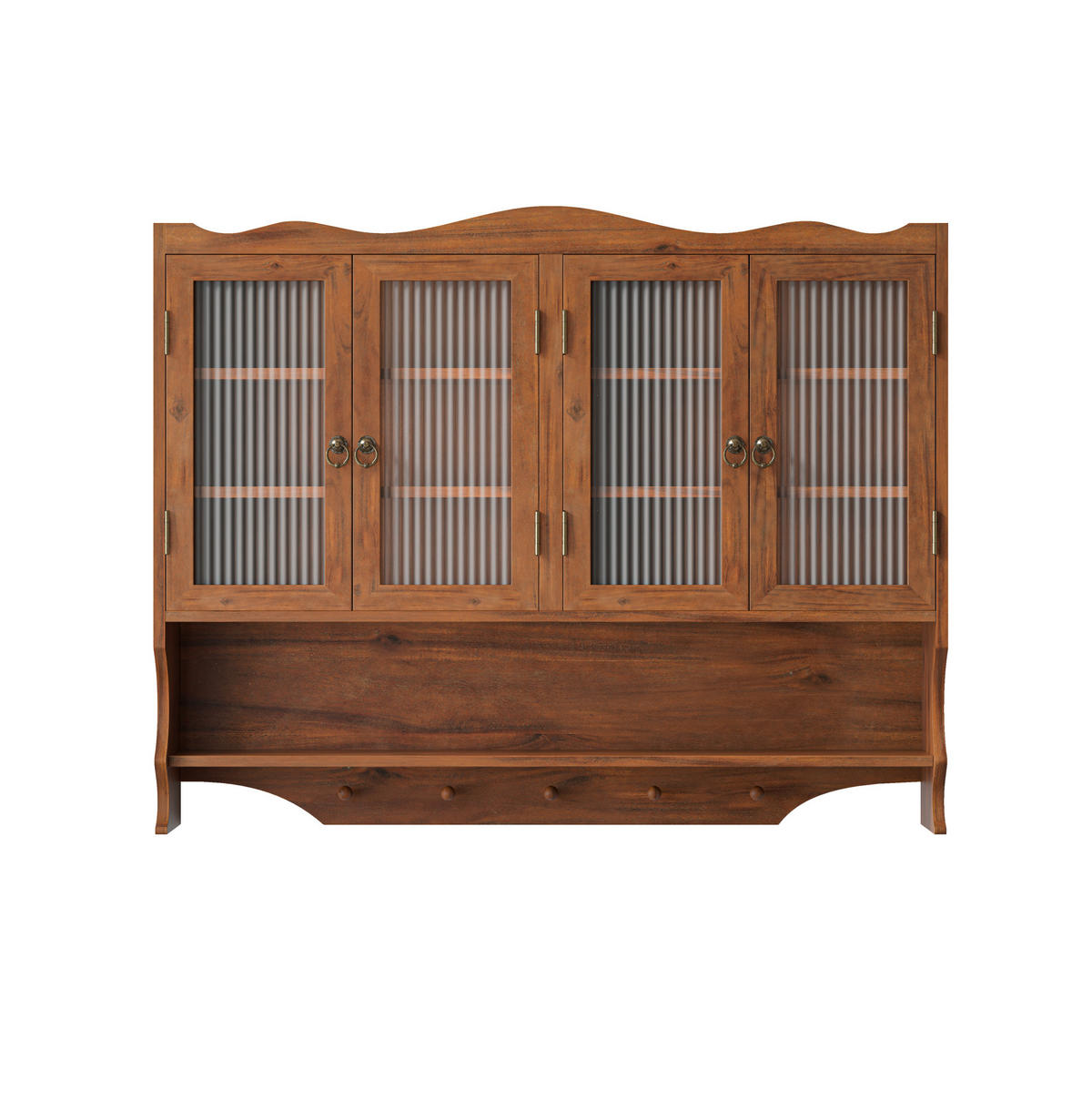 KÜCHENOBERSCHRANK 100/20/80 cm in Braun mit 4 Türen, Glasfront und herausnehmbaren Böden - Braun, Holz (100/80/20cm) - BEAOK