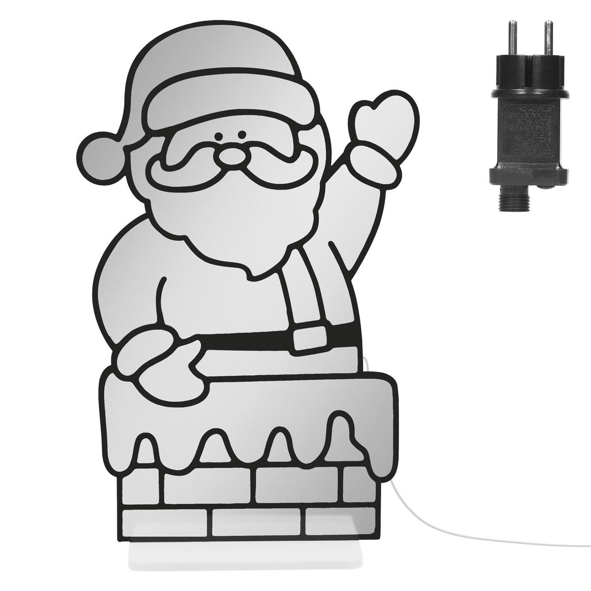 VÁNOČNÍ DEKORACE Santa Claus u krbu, LED zrcadlo s nekonečným 3D efektem a světelnou řetězem, 38 x 60 cm, do interiéru - různobarevná, plast (38/60/15cm) - ECD-Germany