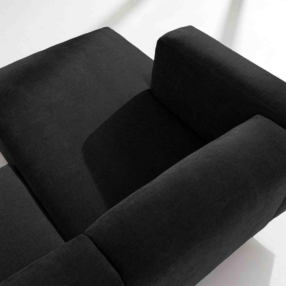 ECKSOFA-LINKS FOSERO, Chenille-Stoff - Anthrazit/Buchefarben, Holz/Holzwerkstoff (204/155cm) - KONSIMO®