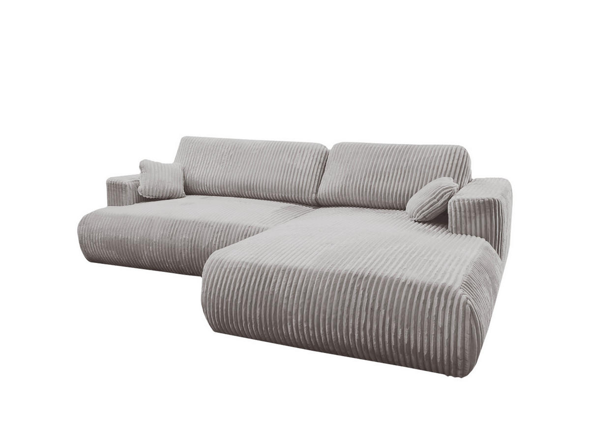 ECKSOFA Luna L rechts Hellgrau aus Cord - Hellgrau, Textil (271/195cm) - KS Home Concept