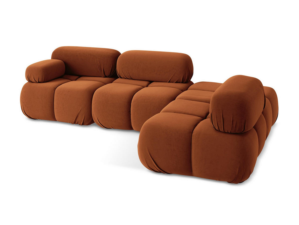 ECKSOFA Rechts Samt Stoff Orange - Beige/Terra cotta, Kunststoff/Textil (285/190cm) - Makamii