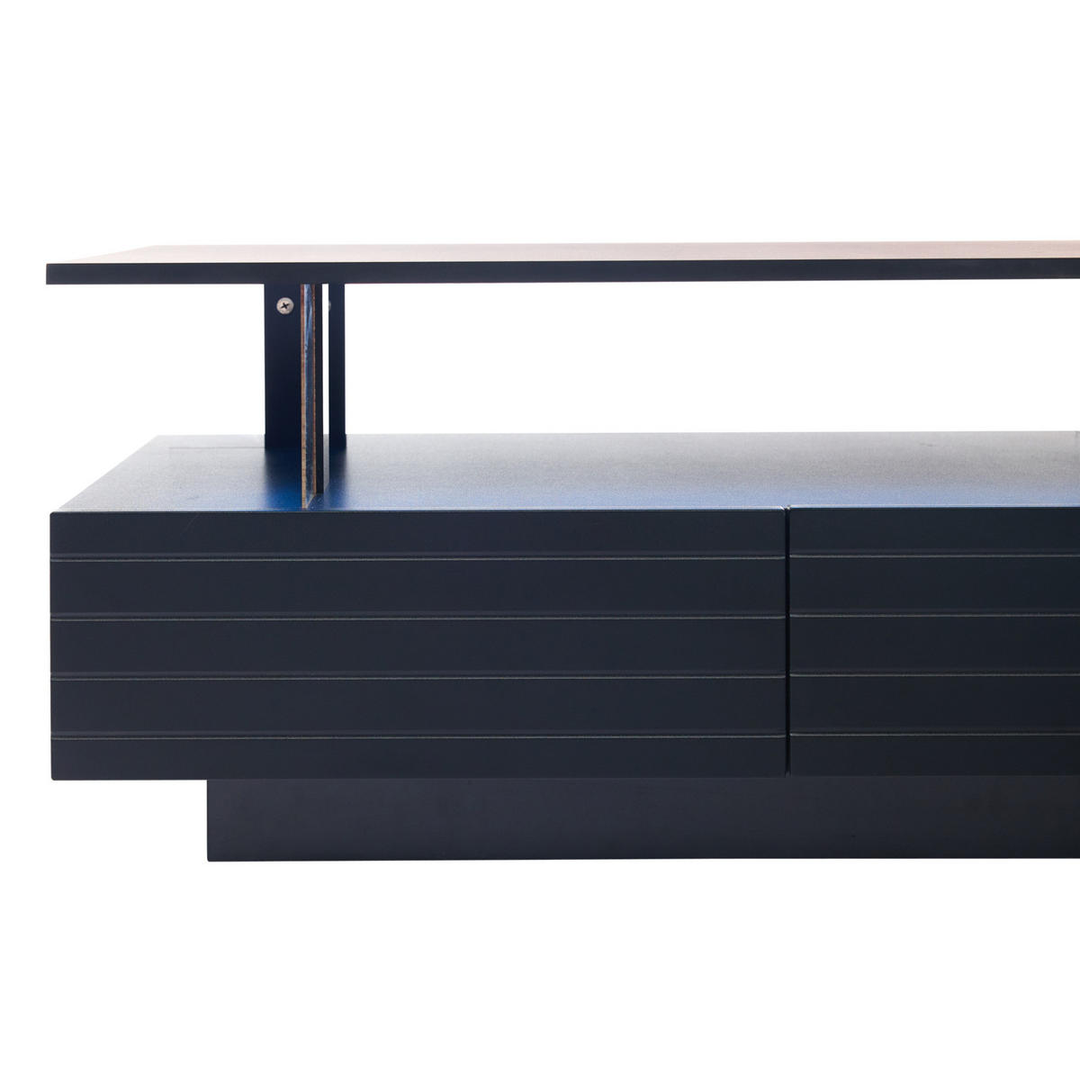 COUCHTISCH 100/50/42 cm in Schwarz mit LED-Beleuchtung und 2 Schubladen - Schwarz, Holzwerkstoff (100/50/42.5cm) - Flora Grace