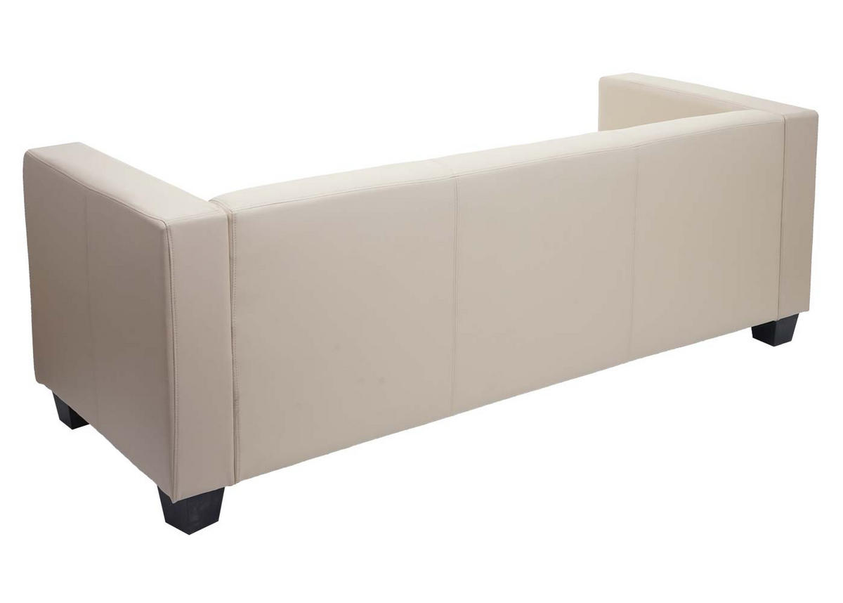 3ER SOFA Cremeweiß - Creme/Weiß, Leder (191/70/75cm) - MCW