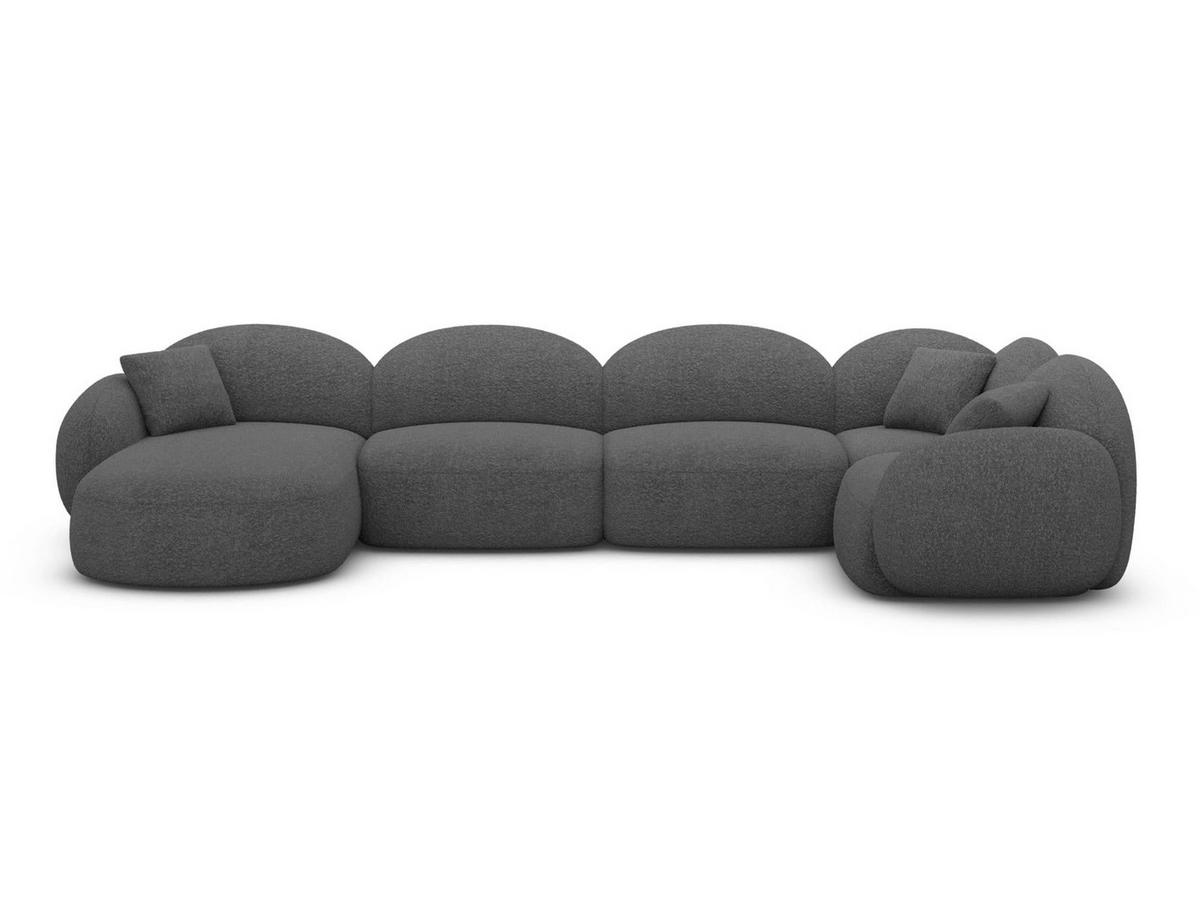 WOHNLANDSCHAFT Mirello U-Form Graphite Bouclestoff - Graphitfarben, Textil (333/77/193cm)