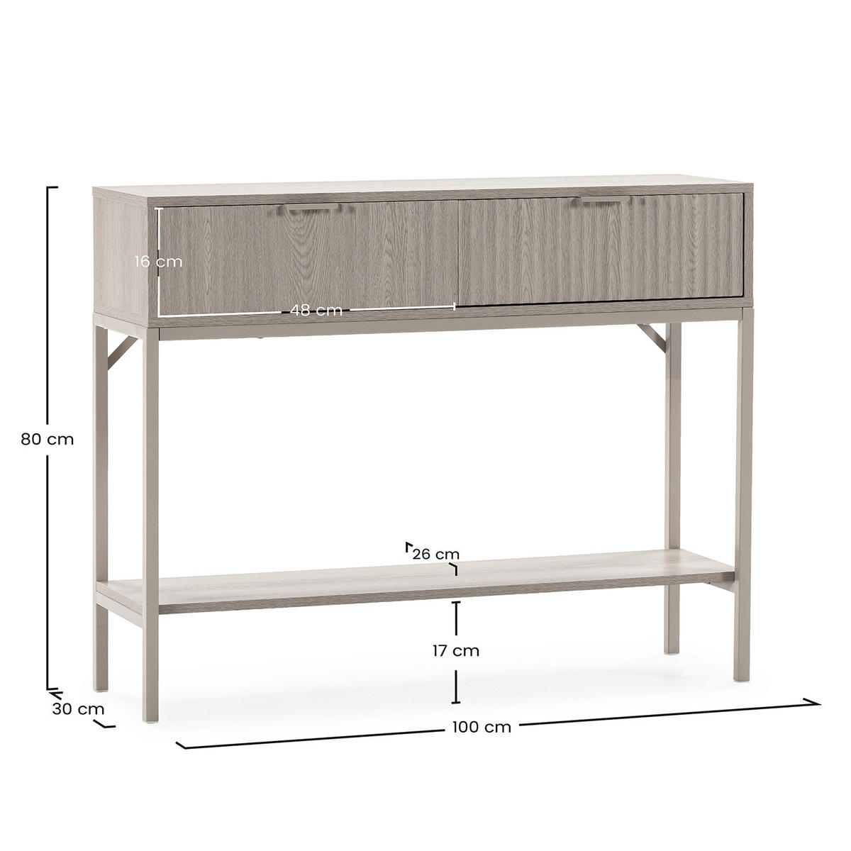 KONSOLENTISCH Lluvia 2 schubladen Eiche-Optik - Honigeiche, Holzwerkstoff (30/100/80cm) - VS Venta-stock