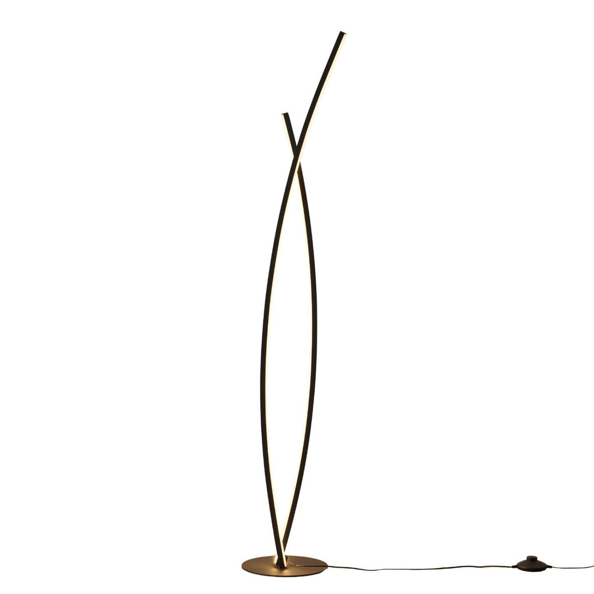 STEHLEUCHTE Elzo, Schwarz, 124cm - Schwarz, Metall (124/4/124cm) - KOSILUM