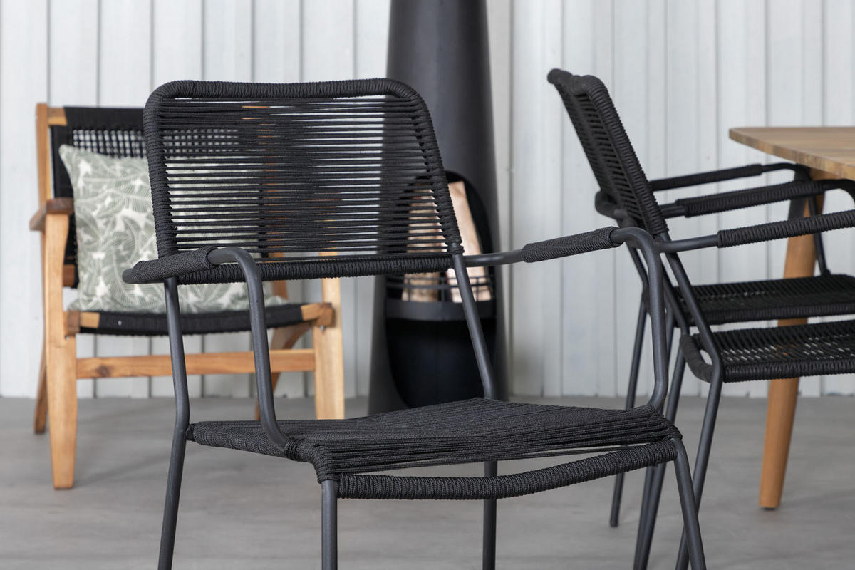 GARTENTISCHGRUPPE Schwarz - Schwarz, Holzwerkstoff - ebuy24