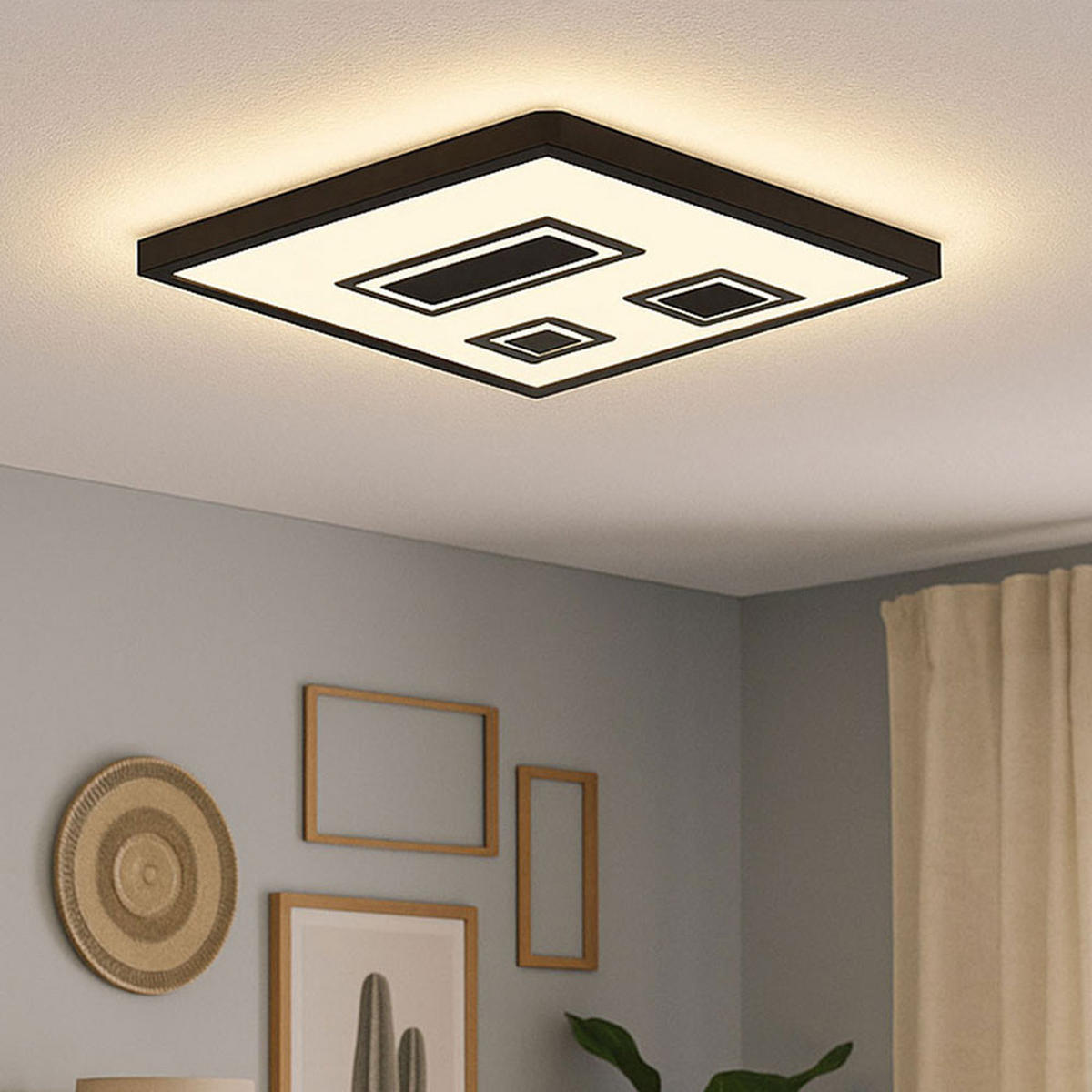 LED DECKENLEUCHTE Backlight Schwarz - Schwarz, Kunststoff (42.3/42.3/4.1cm) - Briloner