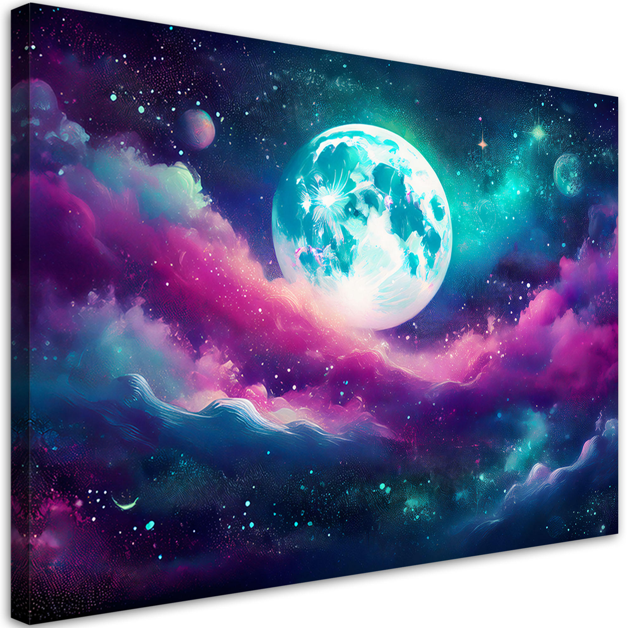 LEINWANDBILD Weltraumplanetenwolken 100x70cm - Lila, Textil (100/70cm) - Feeby