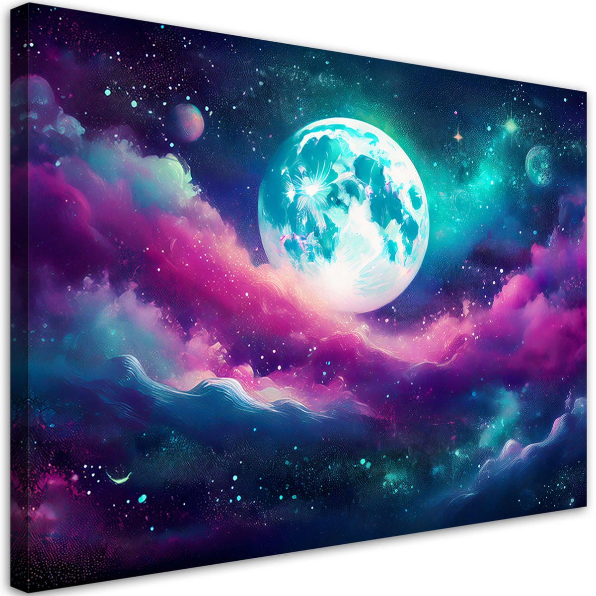LEINWANDBILD Weltraumplanetenwolken - Lila, Textil (120/80cm) - Feeby