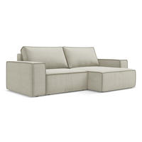 ECKSOFA mit Schlaffunktion Strukturstoff Stoff Beige - Beige/Creme, Kunststoff/Textil (257/148cm) - LaMiaSofa