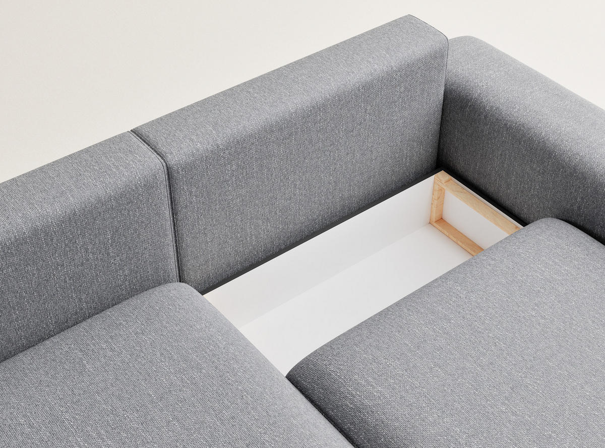 ECKSOFA MIT SCHLAFFUNKTION Solo Grau Webstoff - Schwarz/Grau, Holz/Holzwerkstoff (255/168cm) - Maison de Reve