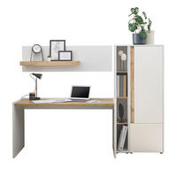 SCHREIBTISCHKOMBINATION 4-teilig weiß matt, Eiche Wotan 213 cm, Büromöbel Set mit viel Stauraum - Eichefarben/Silberfarben, Holzwerkstoff/Kunststoff (62/213/155cm) - Furn.Design