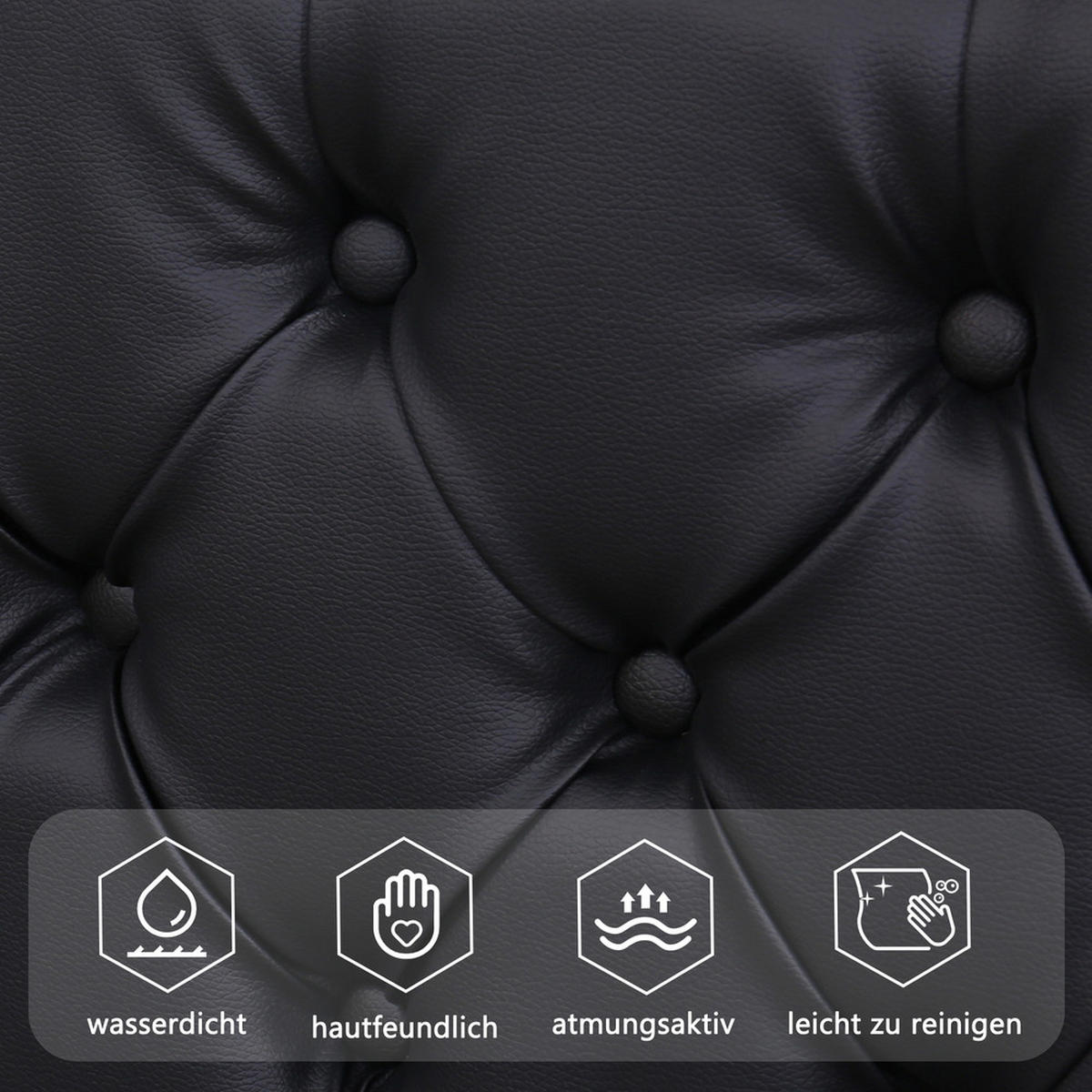 POLSTERBETT Funktionsbett PU 160x200 cm Schwarz Mit Stauraum und LED - Schwarz, Textil - Raelunyi