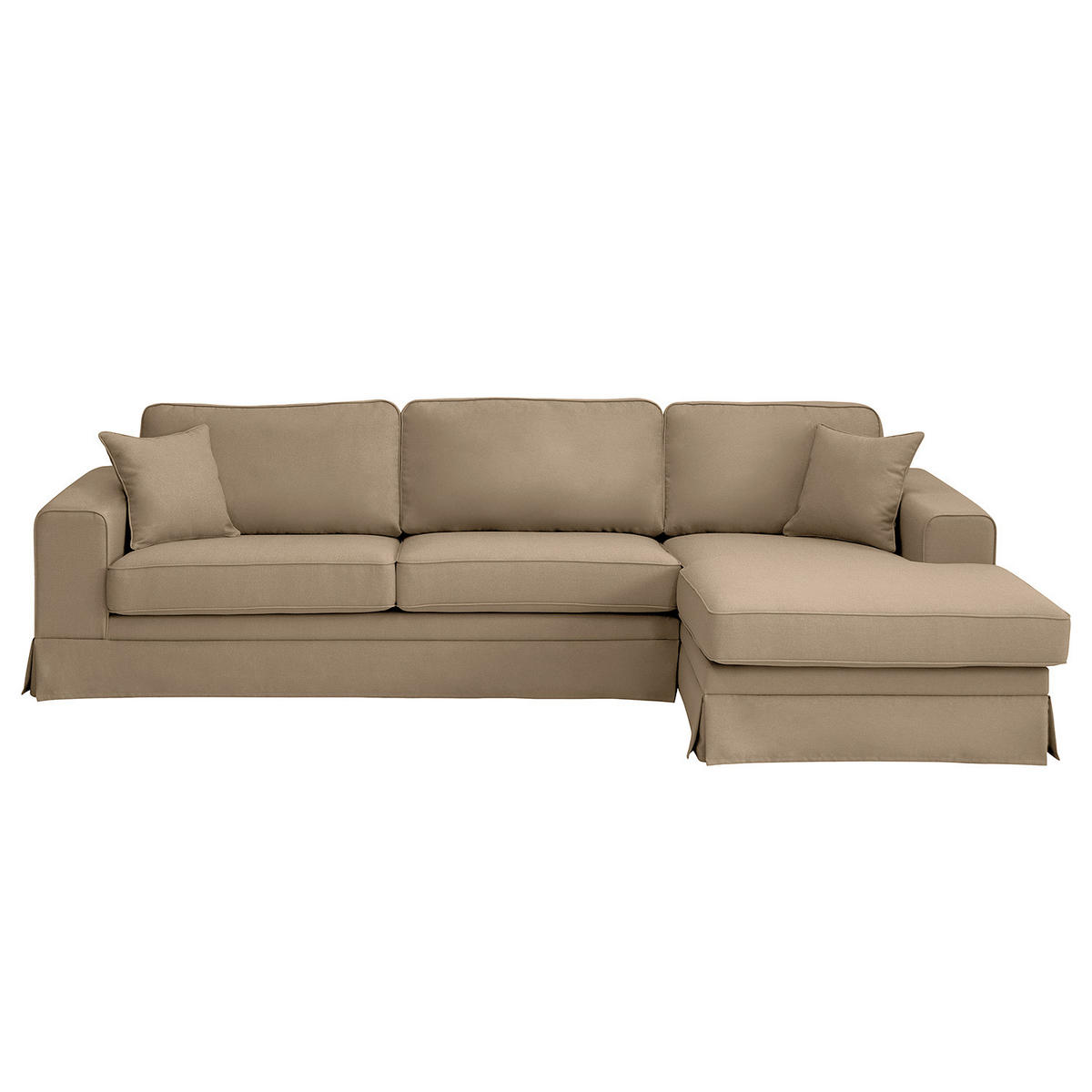 ECKSOFA mit Husse - Longchair, Webstoff - Hellbraun/Schwarz, Kunststoff/Textil (300/165cm) - home24