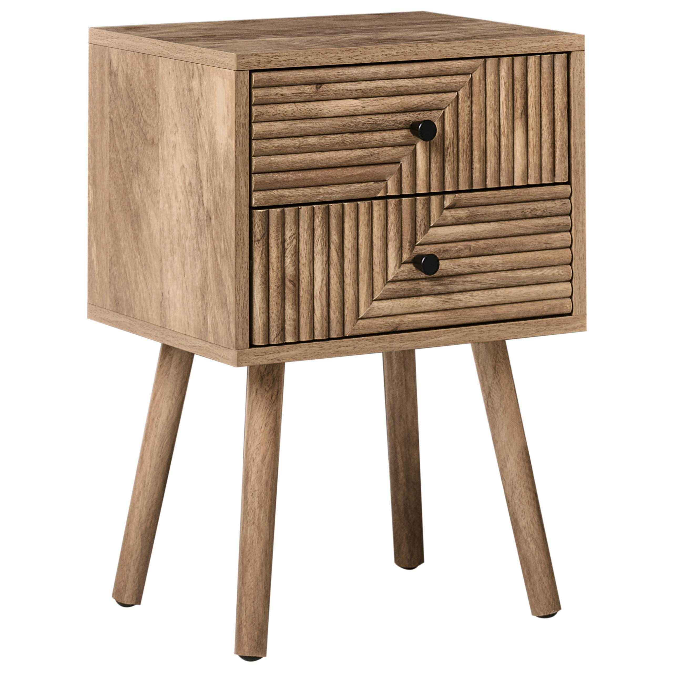 NACHTTISCH mit 2 Schubladen Hellbraun Ronge - Hellbraun, Holzwerkstoff (30/38/55cm) - Beliani