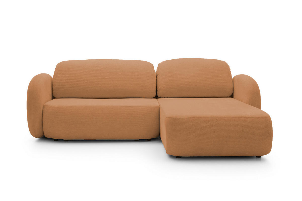 ECKSOFA OLIO L-Form Schlaffunktion mit Bettkasten, lose Rückenkissen, freistehend, RECHTS 248x174 cm Dark orange - Dunkelorange, Holz/Textil (248/174cm) - DomoHome