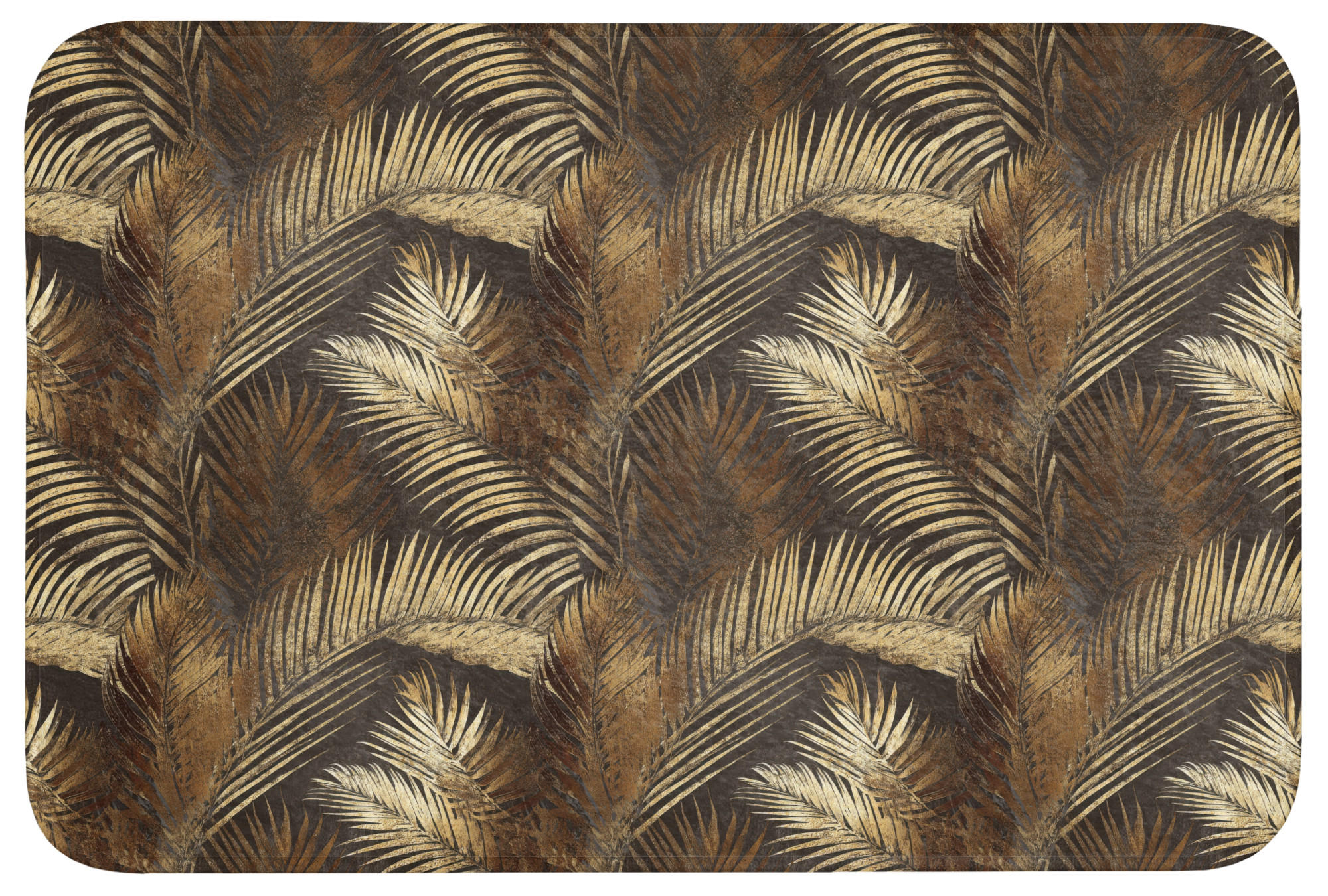 BADEMATTE Tropisch - Blätter - Gold 90x60 cm - Goldfarben, Kunststoff/Textil (90/60cm)