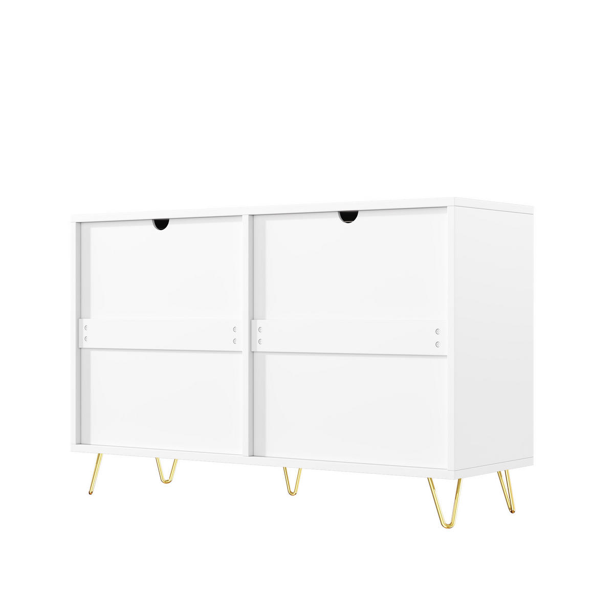 SIDEBOARD Weiß und Gold 120/40/77 cm - Weiß, Holzwerkstoff (120/77/40cm) - PANGIVO