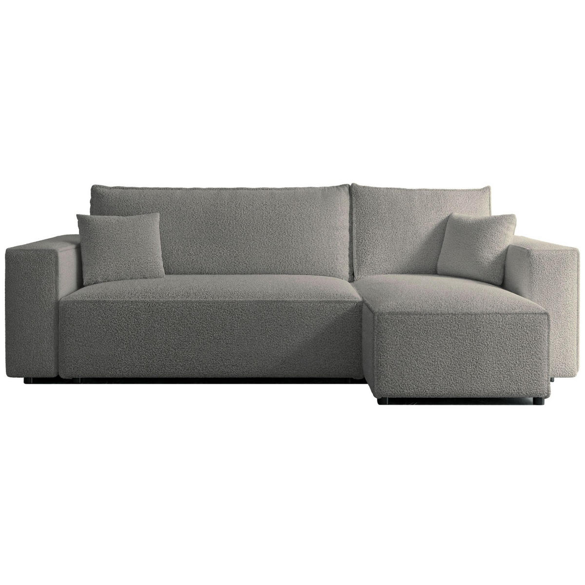 ECKSOFA Scarlo Hellbraun Bouclé-Bezug - Hellbraun/Schwarz, Kunststoff/Textil (244/145cm) - Selsey