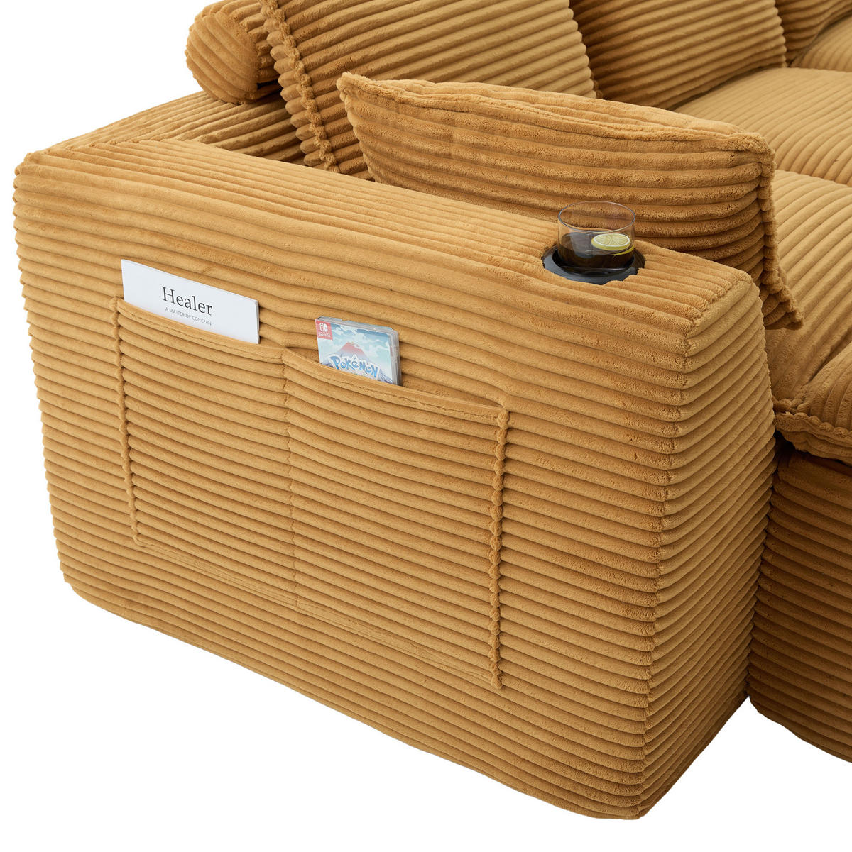 SOFA modular ca. 322 x 161 x 75 cm Cord Orange - Orange, Kunststoff (161/75/256cm) - Meubliv