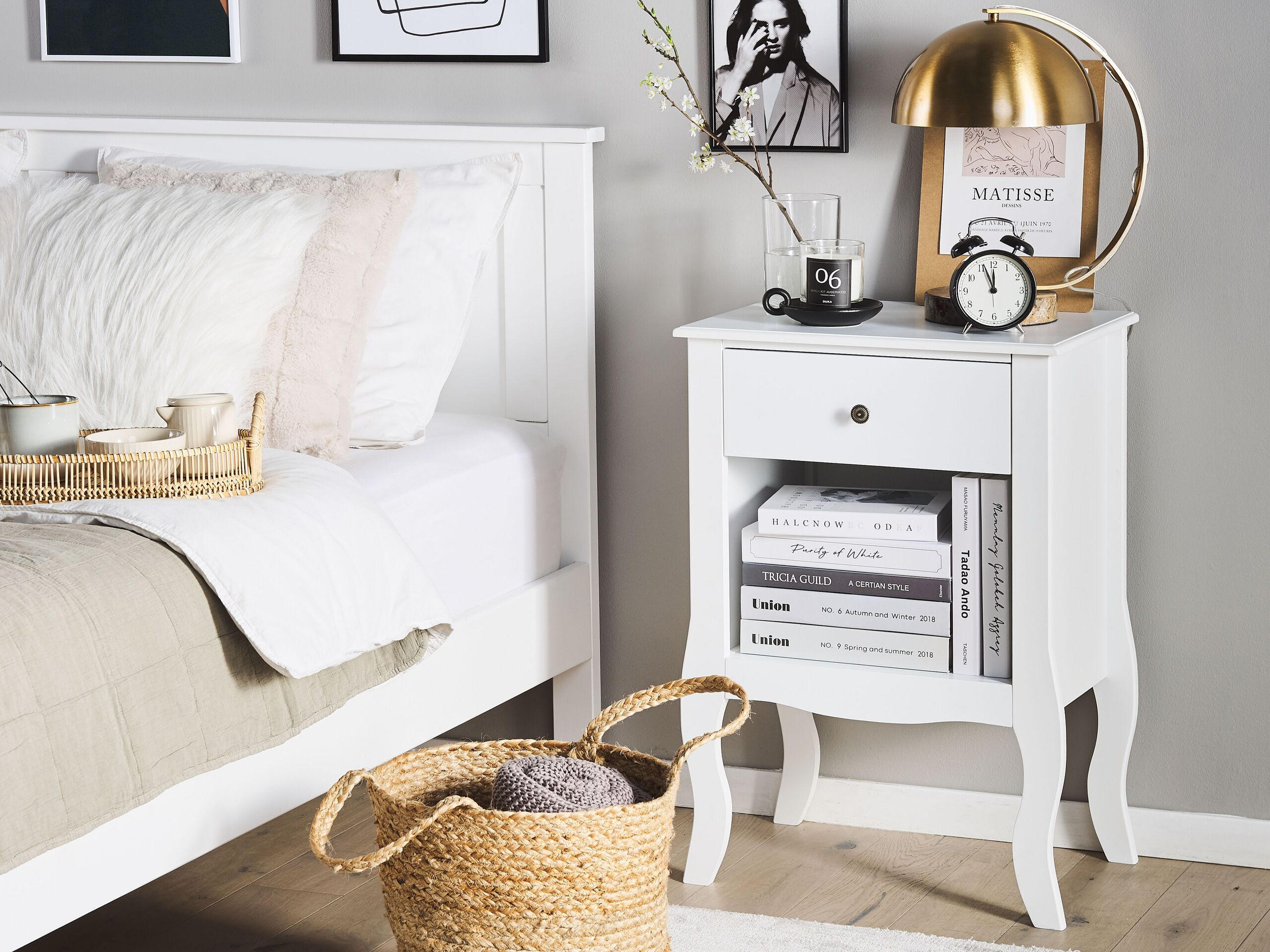 NACHTTISCH weiß 1 Schublade Lane - Weiß, Holzwerkstoff (48/70/34cm) - Beliani