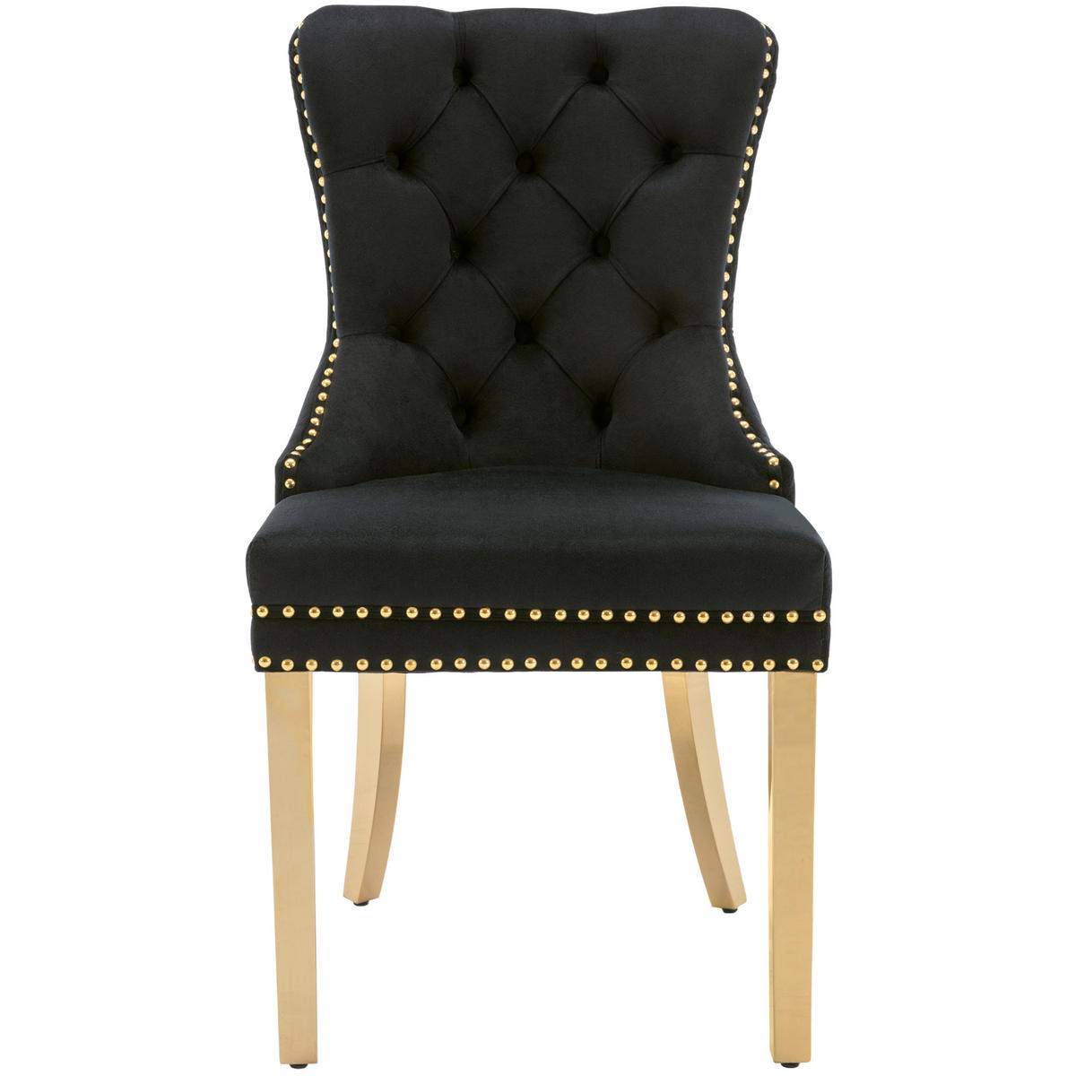 STUHL-SET DE-36992 4 Stück mit runden Zugringen Schwarz - Schwarz, Metall (45/95/50.5cm) - ComfortXL