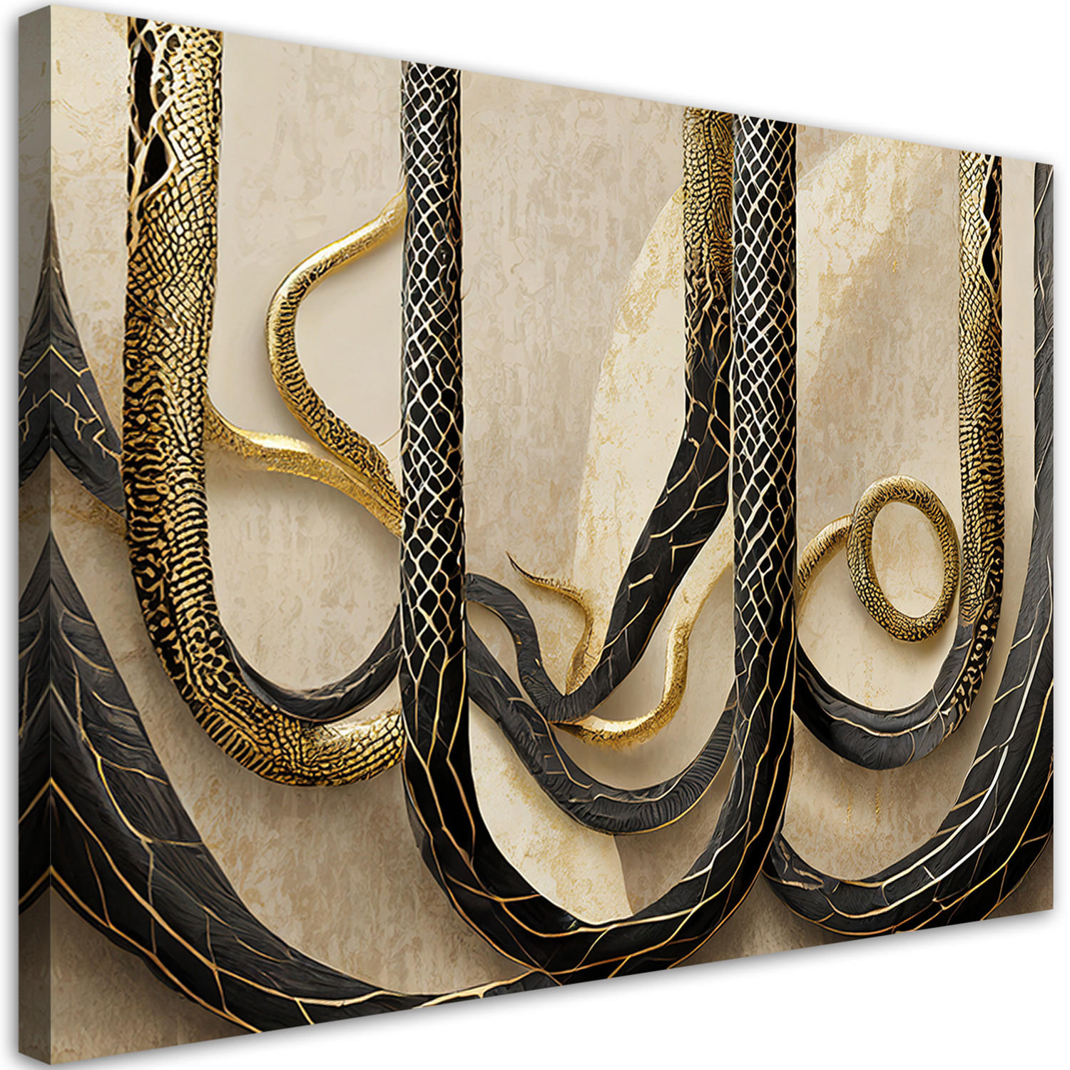 WANDBILD schlangenhaut gold textur - Beige, Textil (60/40cm) - Feeby