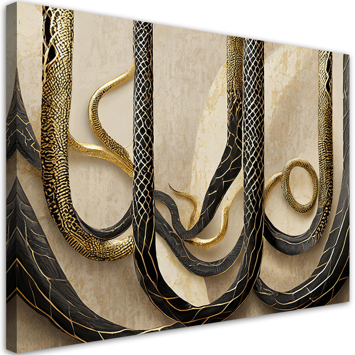 WANDBILD schlangenhaut gold textur - Beige, Textil (60/40cm) - Feeby